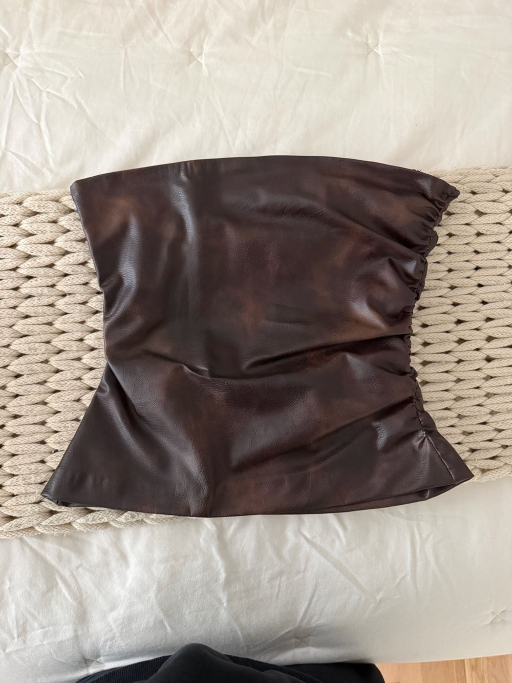 Zara Brown Faux Leather Corset Top